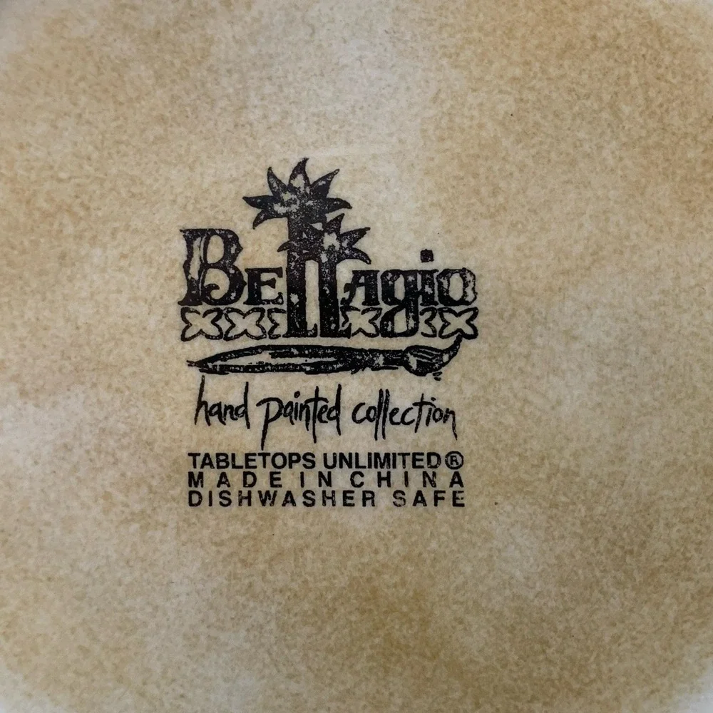 4 Tabletops Unlimited BELLAGIO Salad Lunch Plates Palm Tree 8.5